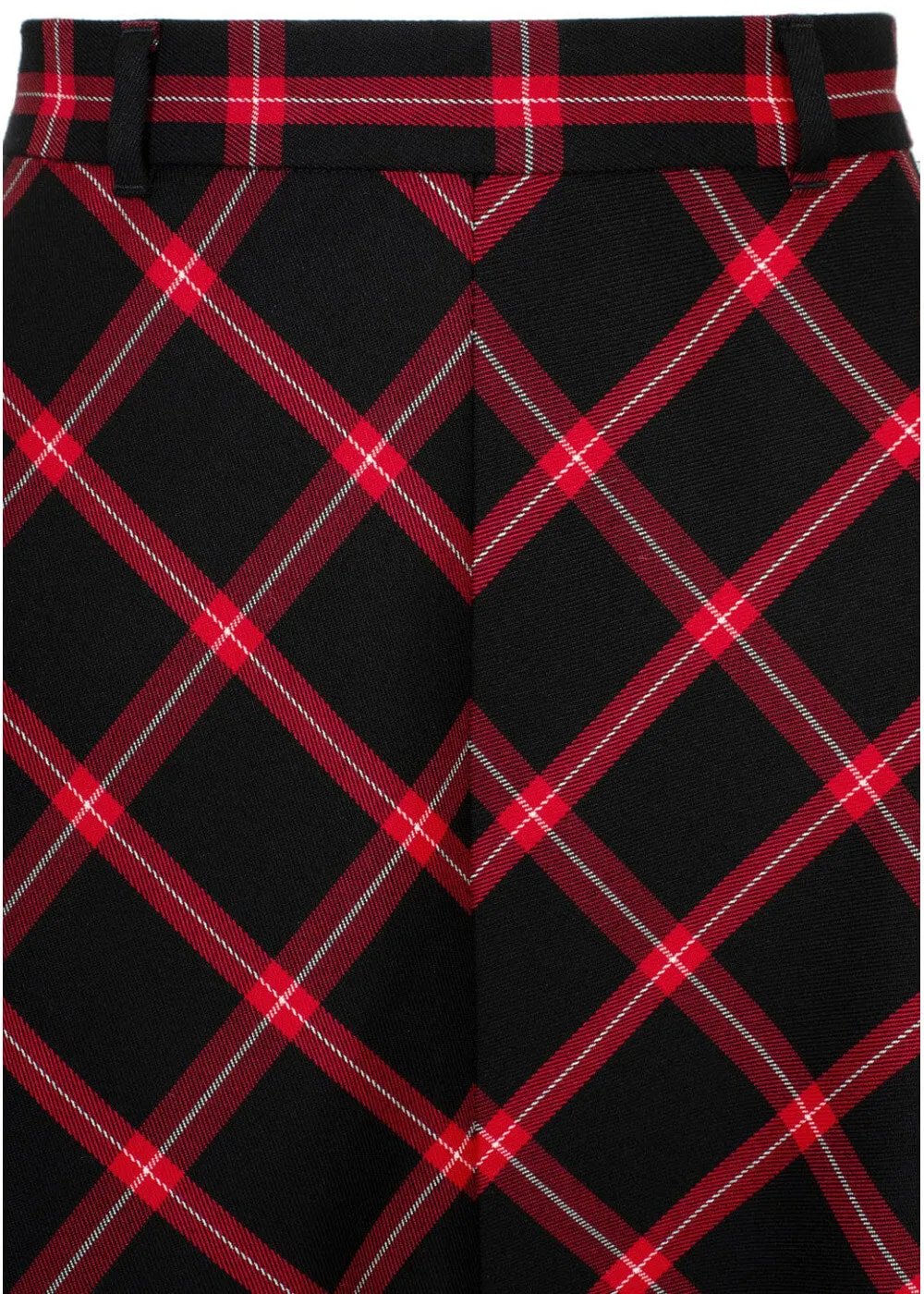 Hell Bunny Janine Tartan A-Line Skirt Black Red
