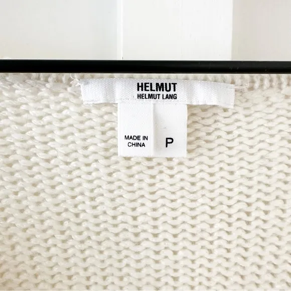 Helmet Lang white asymmetrical wool sweater