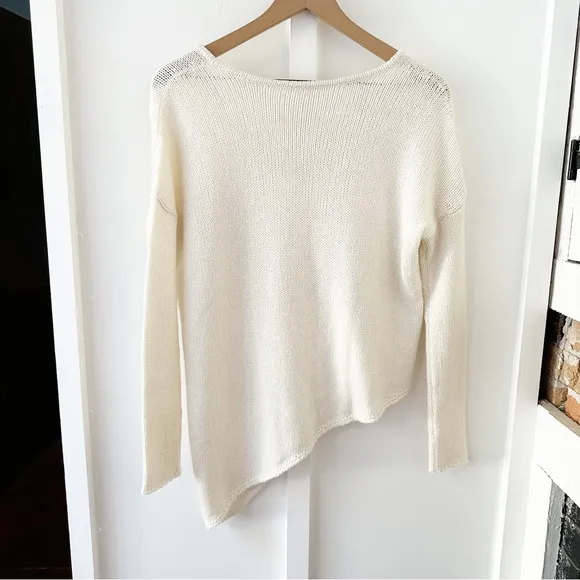 Helmet Lang white asymmetrical wool sweater