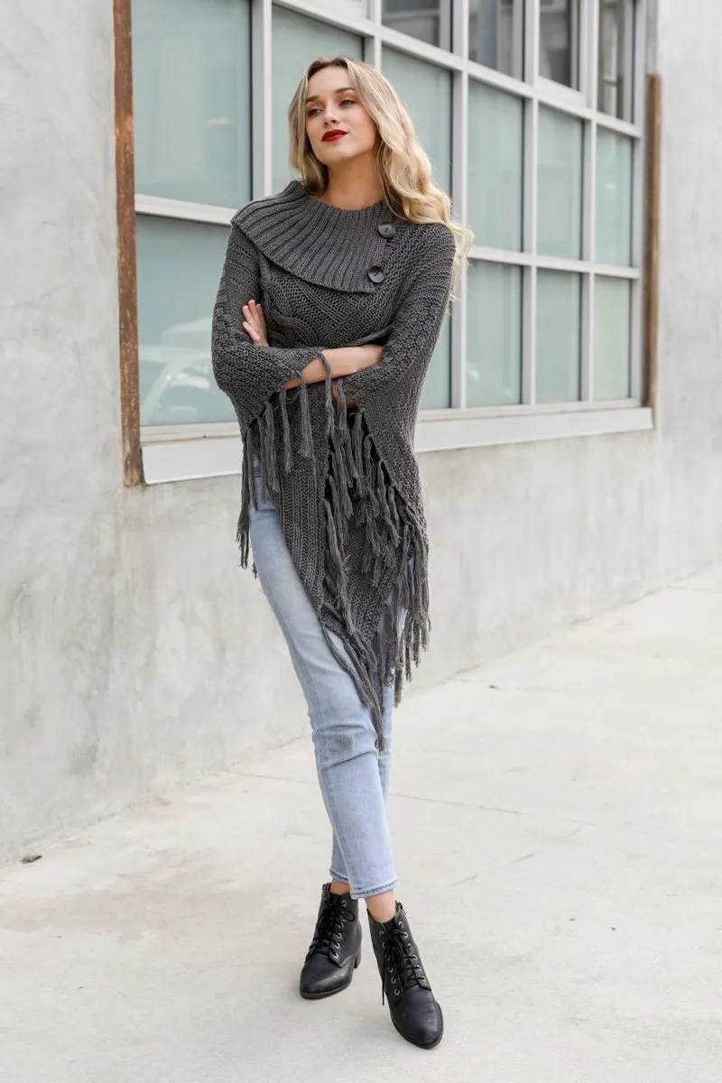 High Neck Poncho - 4 colors