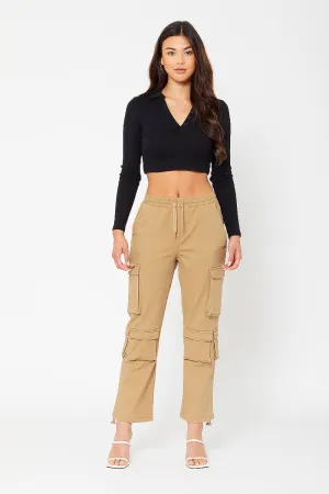 High-rise cargo utility pants