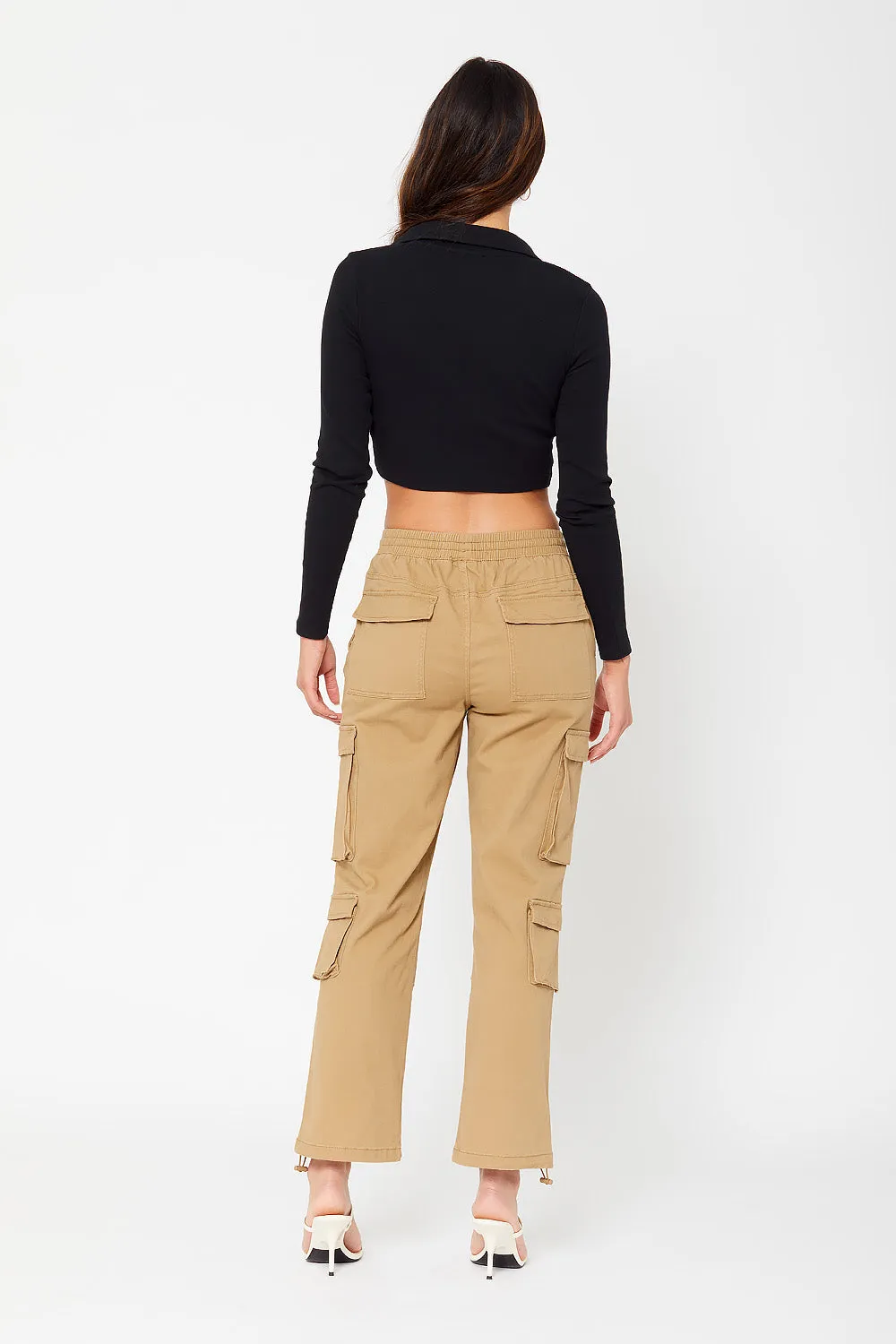 High-rise cargo utility pants
