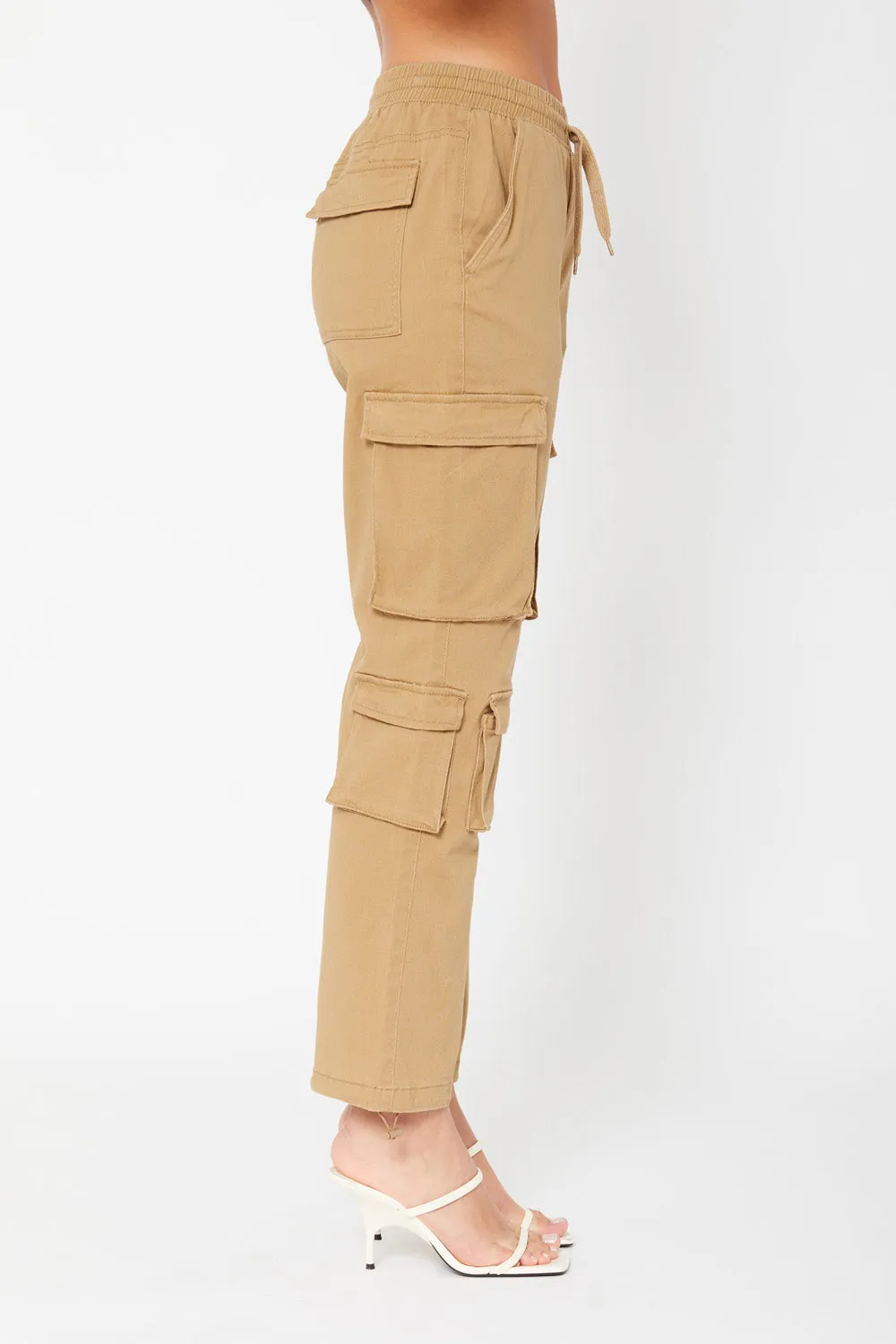 High-rise cargo utility pants