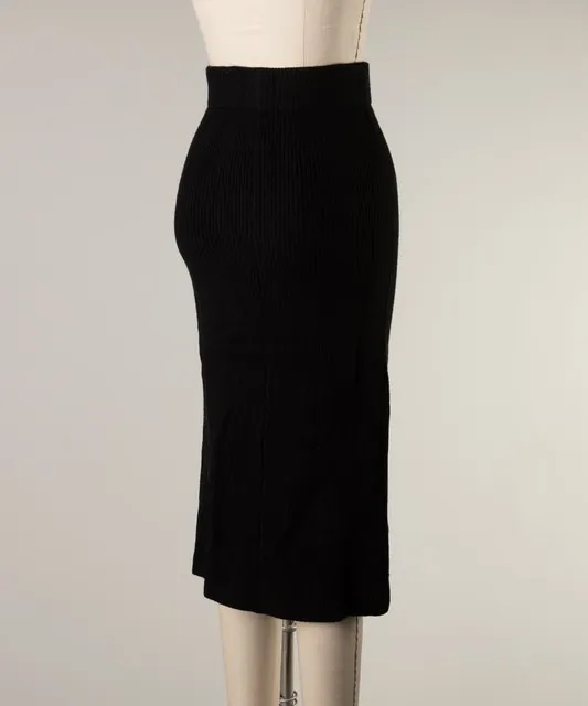 High Waist Midi Sweater Skirt