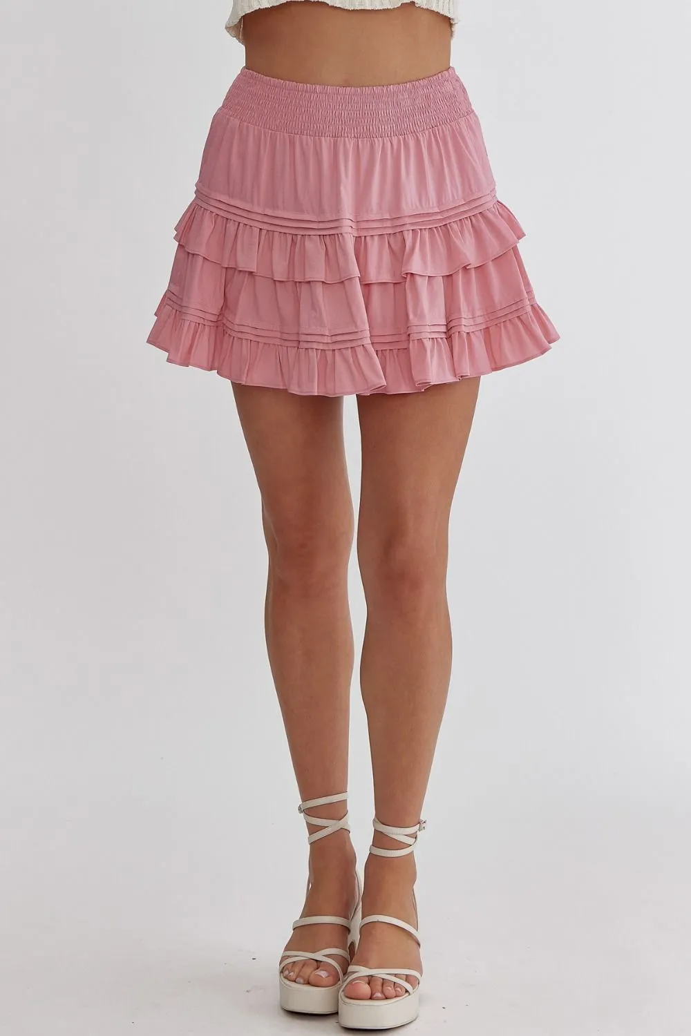 High Waisted Ruffle Skirt {Pink}