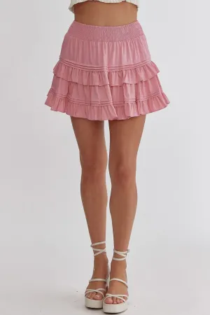 High Waisted Ruffle Skirt {Pink}