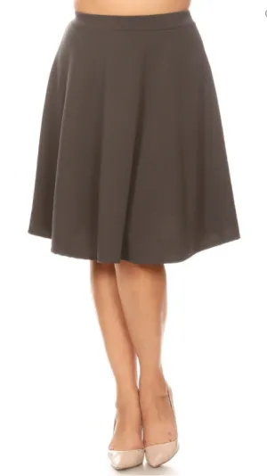 High Waisted Swing Skirt Charcoal