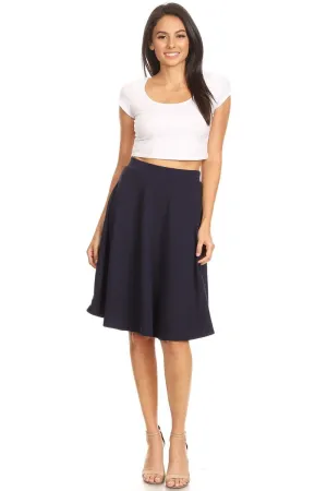 High Waisted Swing Skirt Navy