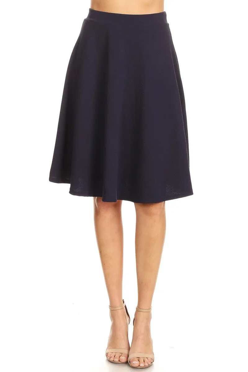 High Waisted Swing Skirt Navy