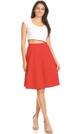 High Waisted Swing Skirt Red
