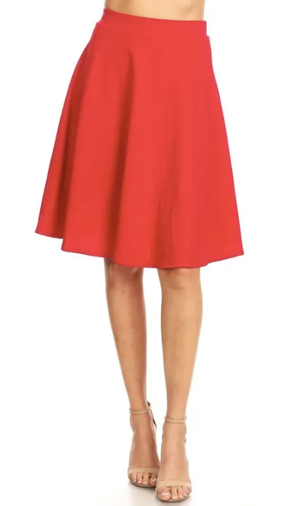 High Waisted Swing Skirt Red