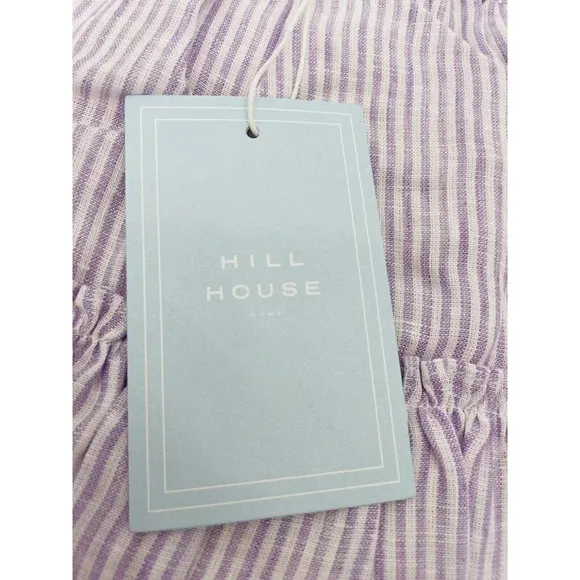 Hill House The Paz Skirt Lilac Stripe Linen A Line Ruffled Tiered Large NWT