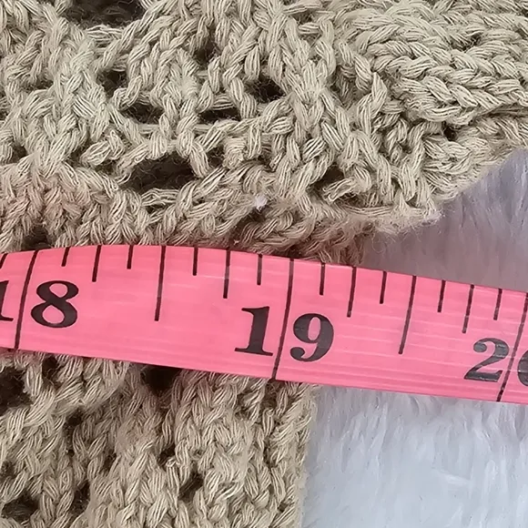 House Of Harlow 1960 Tan Open Knit Long Sleeve Crochet Sweater Womens Size XSmal