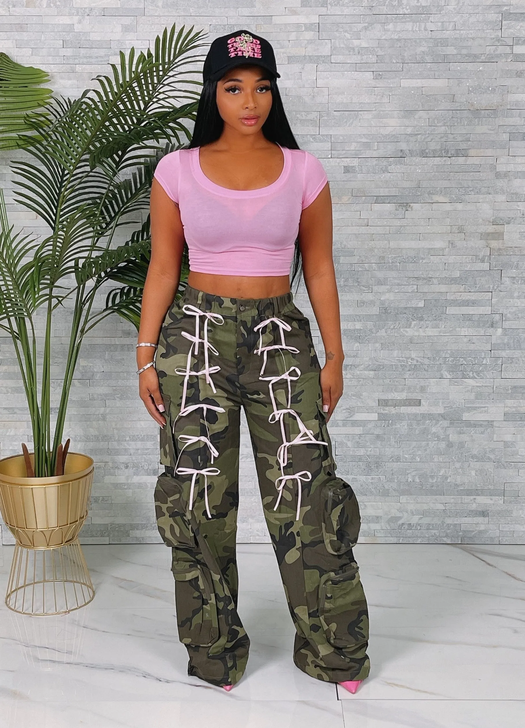 HP1962XP - CAMO CARGO RIBBON PANTS (PLUS)