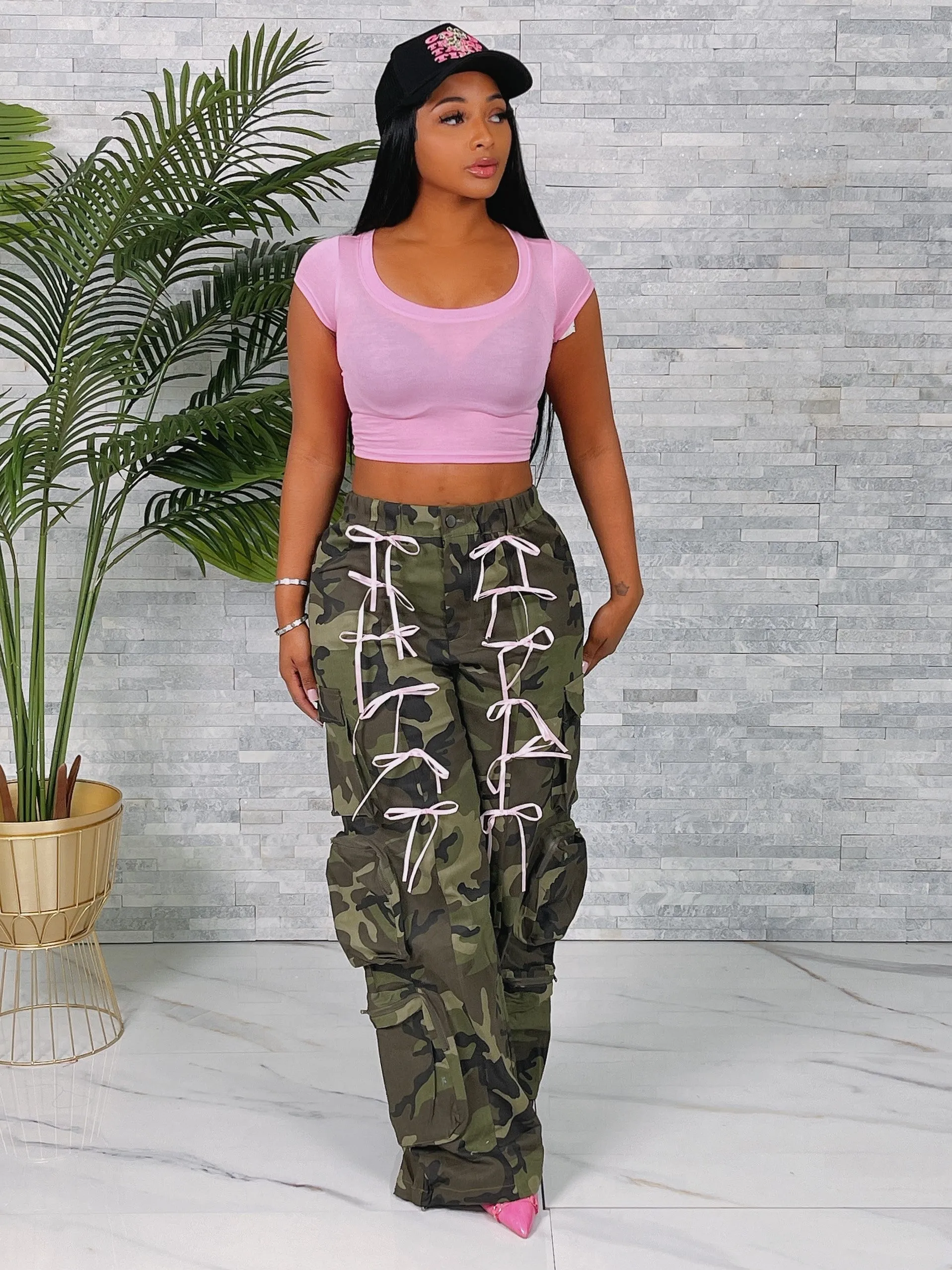 HP1962XP - CAMO CARGO RIBBON PANTS (PLUS)