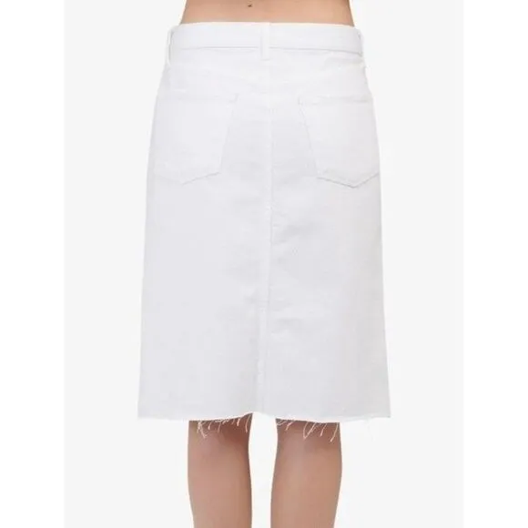 J Brand Trystan White Denim Jean Midi Skirt Size 25 Front Slit Fray Hem NWOT