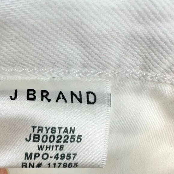 J Brand Trystan White Denim Jean Midi Skirt Size 25 Front Slit Fray Hem NWOT