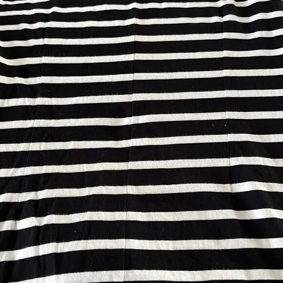 J. Crew Black &amp; White Striped T- Shirt Dress w/ Ruffled Puff Sleeves- Small