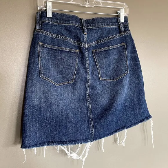 J. Crew Denim Skirt with Raw Hem Size 26 Frayed Mini Jean Skirt Blue