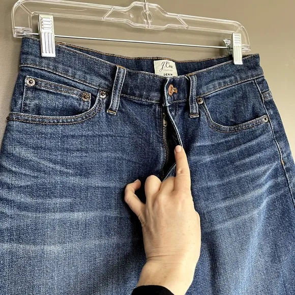 J. Crew Denim Skirt with Raw Hem Size 26 Frayed Mini Jean Skirt Blue