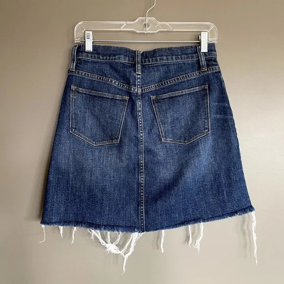 J. Crew Denim Skirt with Raw Hem Size 26 Frayed Mini Jean Skirt Blue
