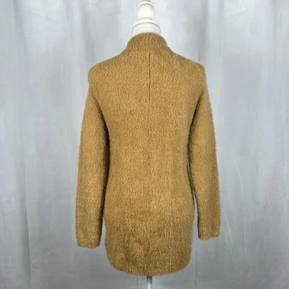 J Crew Point Sur Heavyweight‎ Camel Fuzzy Knit Cardigan Sweater Full Zip Jacket.