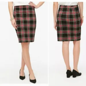 J Crew Stewart Tartan Plaid Cotton Sateen Pencil Skirt Size 14