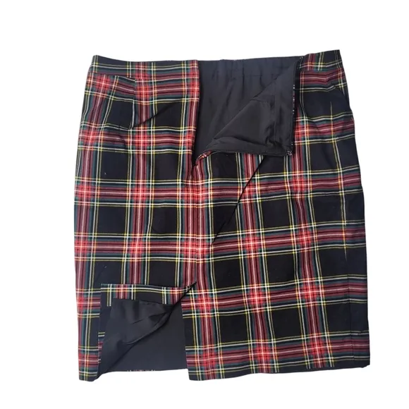 J Crew Stewart Tartan Plaid Cotton Sateen Pencil Skirt Size 14