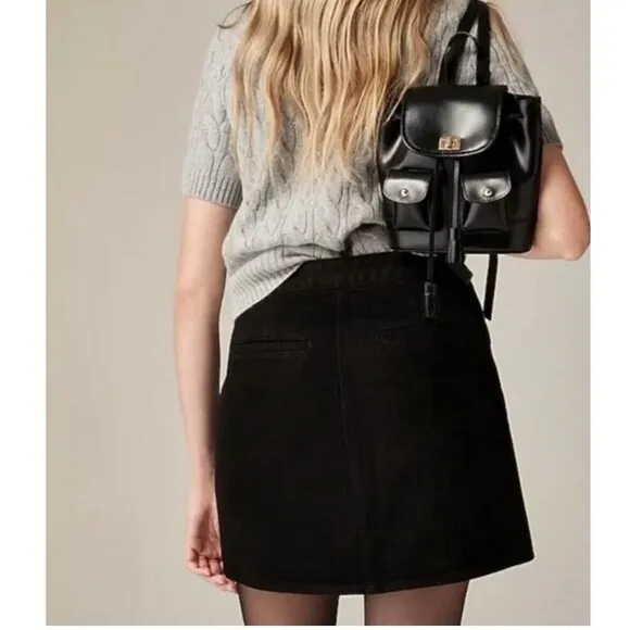 J. Crew Women’s Gold Button Mini Denim Skirt Preppy Black Size 8 Item CC931 NWT