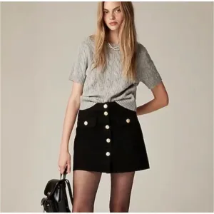 J. Crew Women’s Gold Button Mini Denim Skirt Preppy Black Size 8 Item CC931 NWT