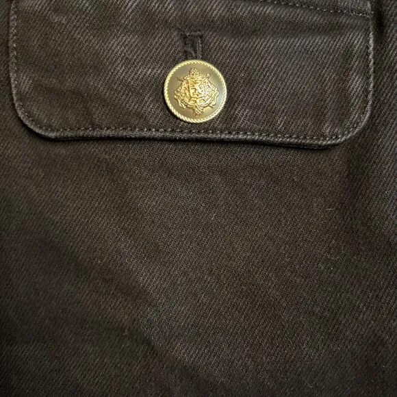 J. Crew Women’s Gold Button Mini Denim Skirt Preppy Black Size 8 Item CC931 NWT