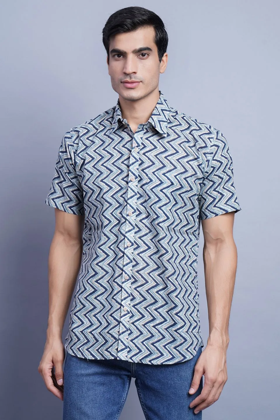 Jaipur 100% Cotton Blue Striped Shirt