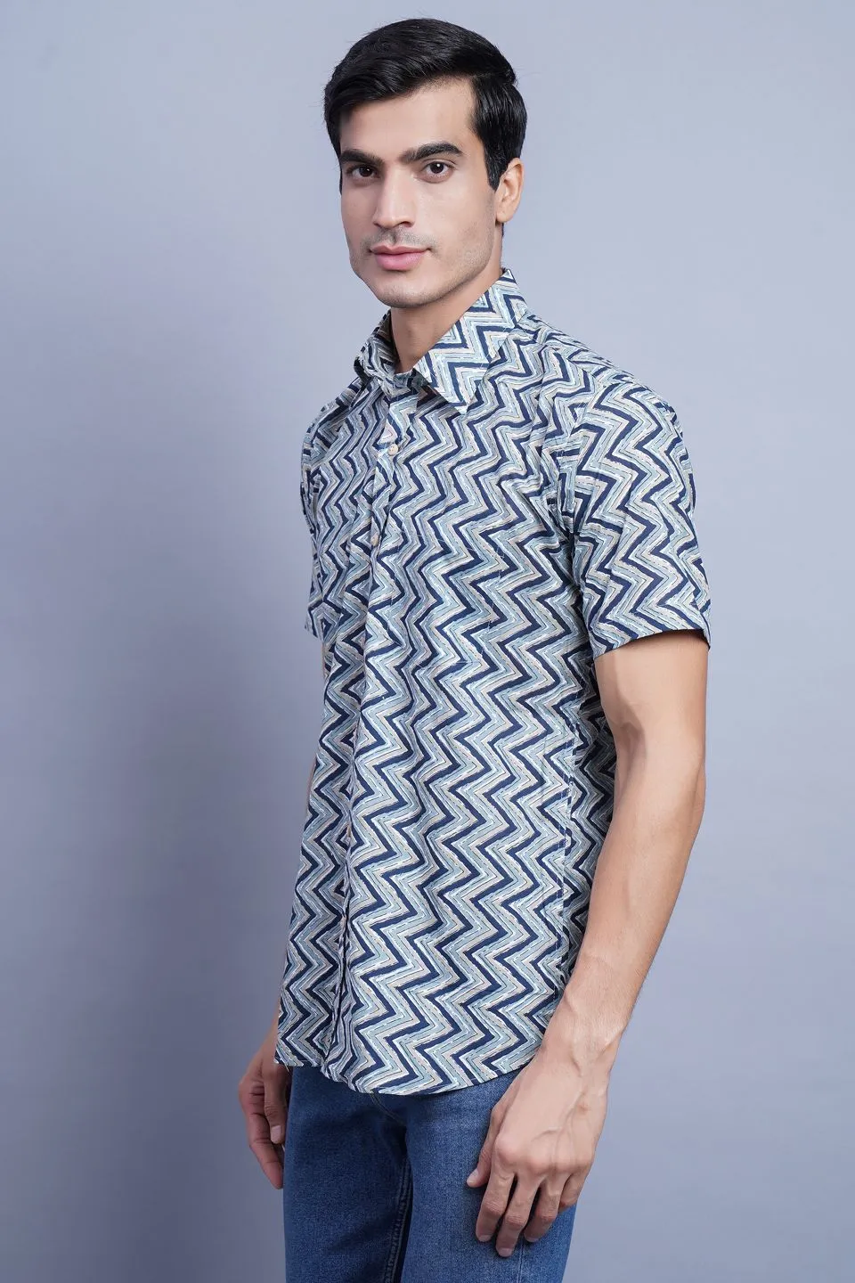 Jaipur 100% Cotton Blue Striped Shirt