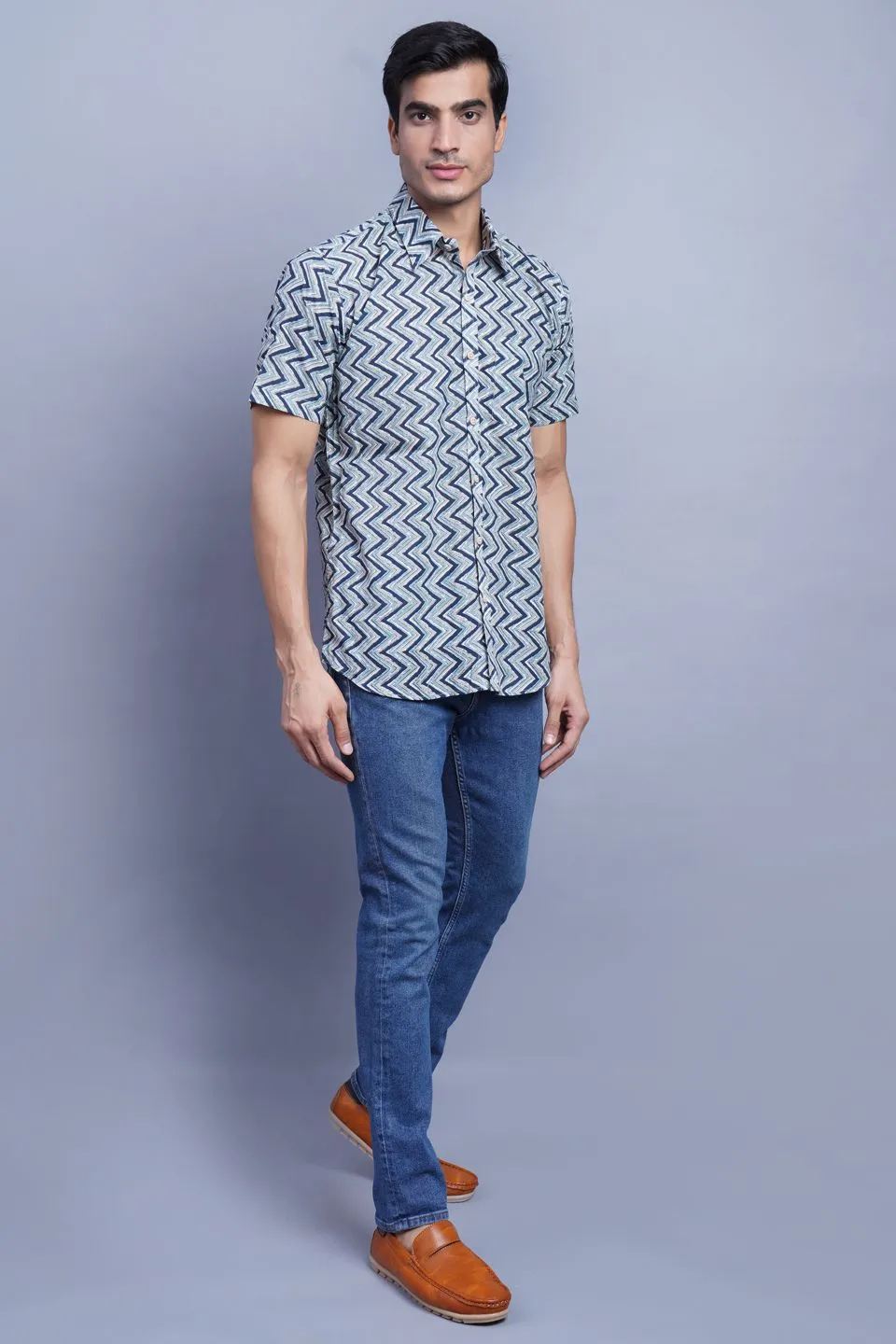 Jaipur 100% Cotton Blue Striped Shirt
