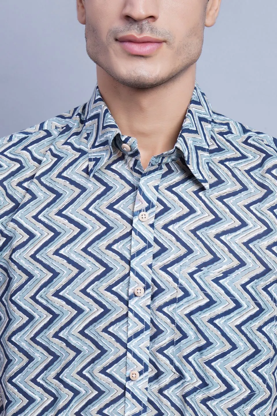 Jaipur 100% Cotton Blue Striped Shirt