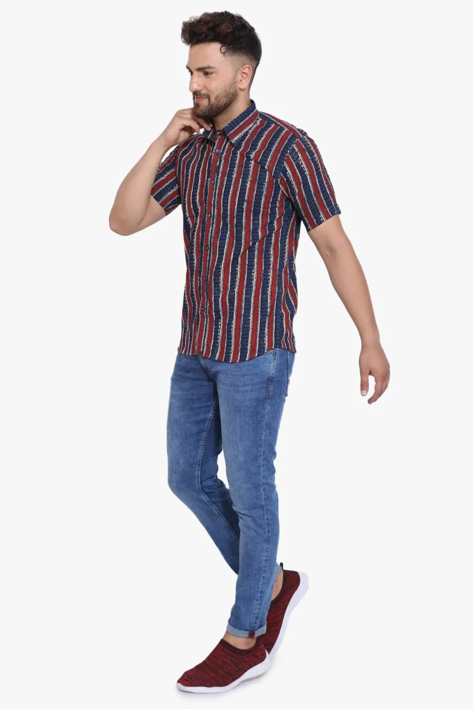Jaipur 100% Cotton Multicolored Striped Shirt