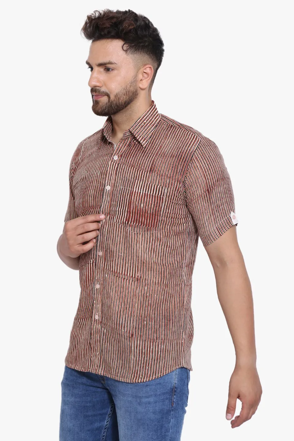 Jaipur 100% Cotton Red Striped Shirt