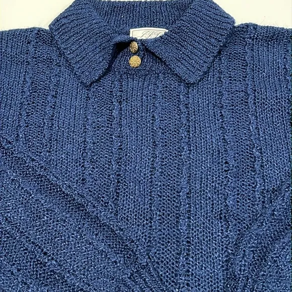 JIT sport - 100% acrylic navy blue sweater, vintage knit