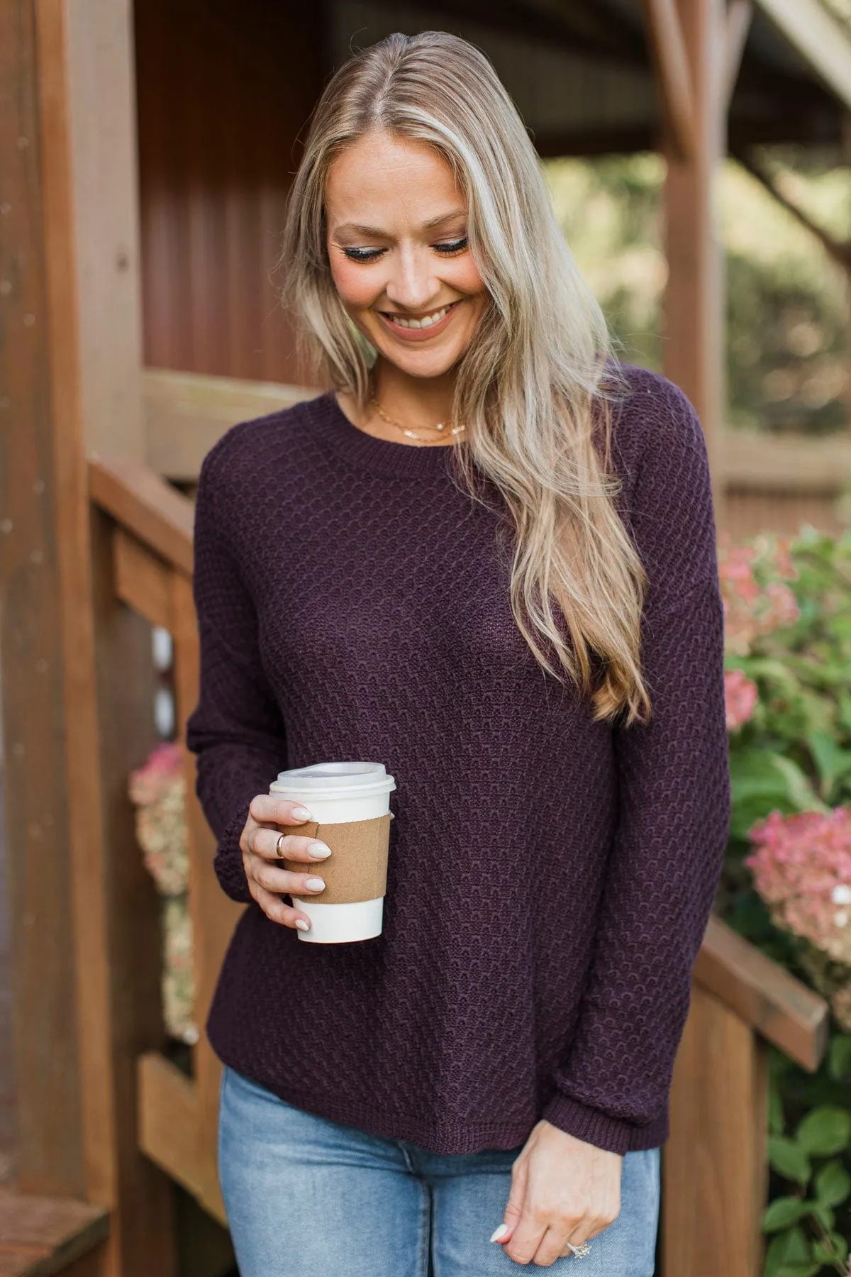 Keep It Colorful Knit Sweater- Plum