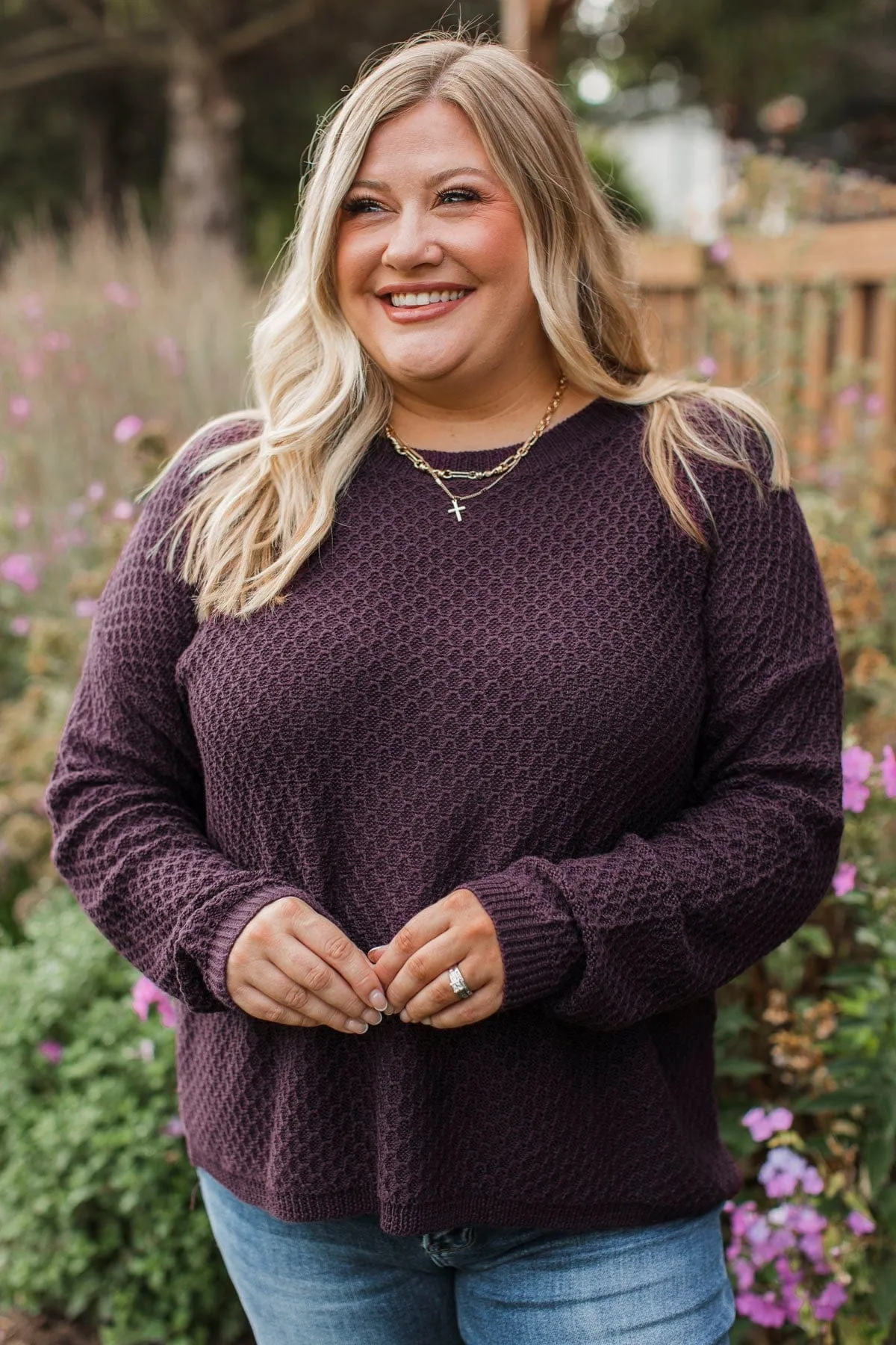 Keep It Colorful Knit Sweater- Plum