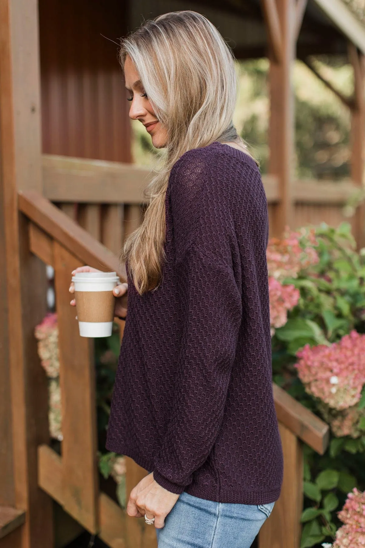 Keep It Colorful Knit Sweater- Plum