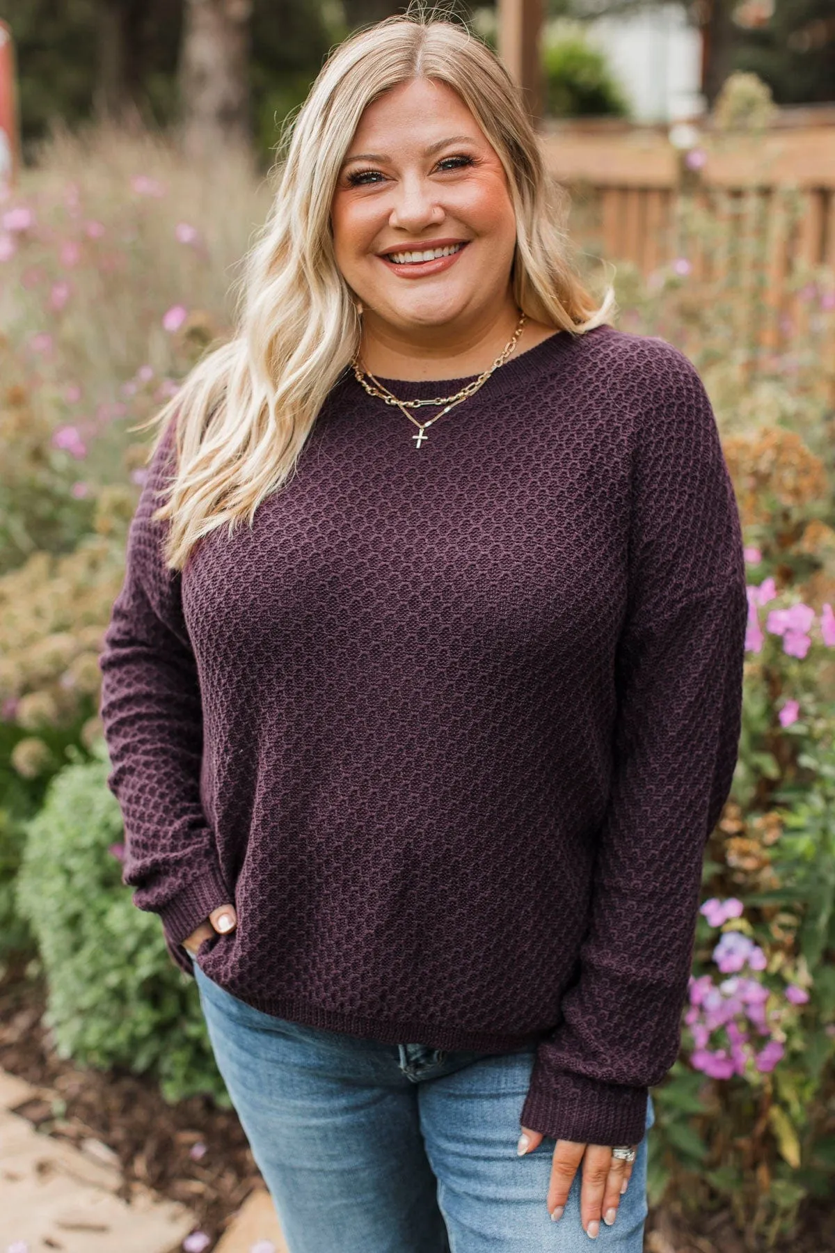 Keep It Colorful Knit Sweater- Plum