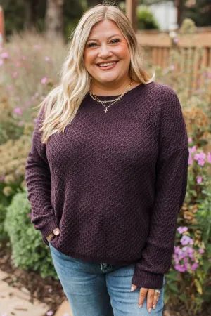 Keep It Colorful Knit Sweater- Plum