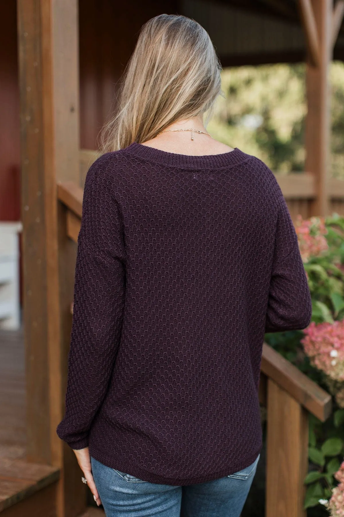 Keep It Colorful Knit Sweater- Plum