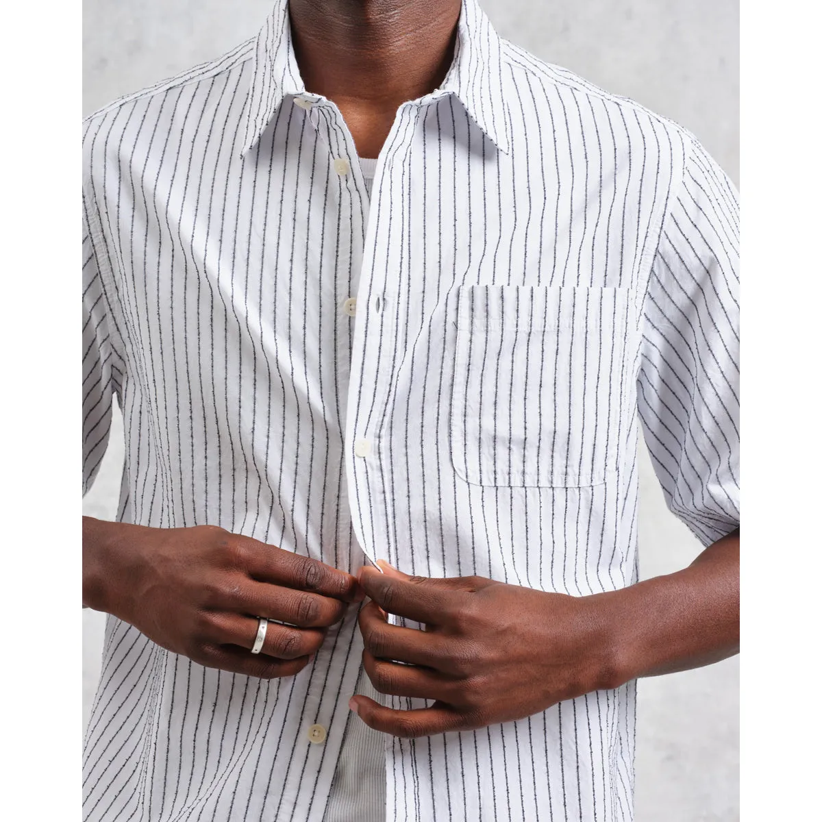 Kew SS Shirt | Boucle Stripe/White