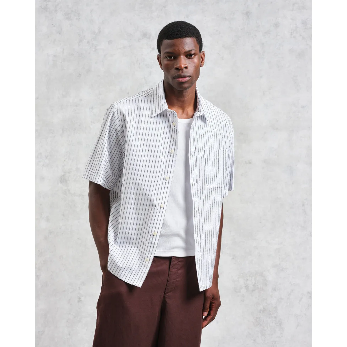 Kew SS Shirt | Boucle Stripe/White