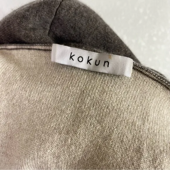 Kokun Gray &amp; Beige Wool and Cashmere Hooded Sweater Jacket