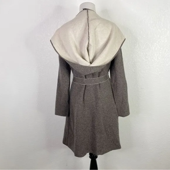 Kokun Gray &amp; Beige Wool and Cashmere Hooded Sweater Jacket