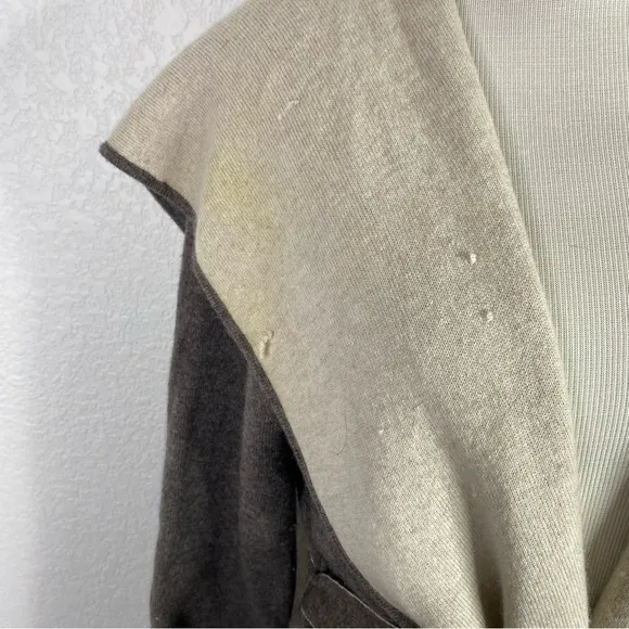 Kokun Gray &amp; Beige Wool and Cashmere Hooded Sweater Jacket