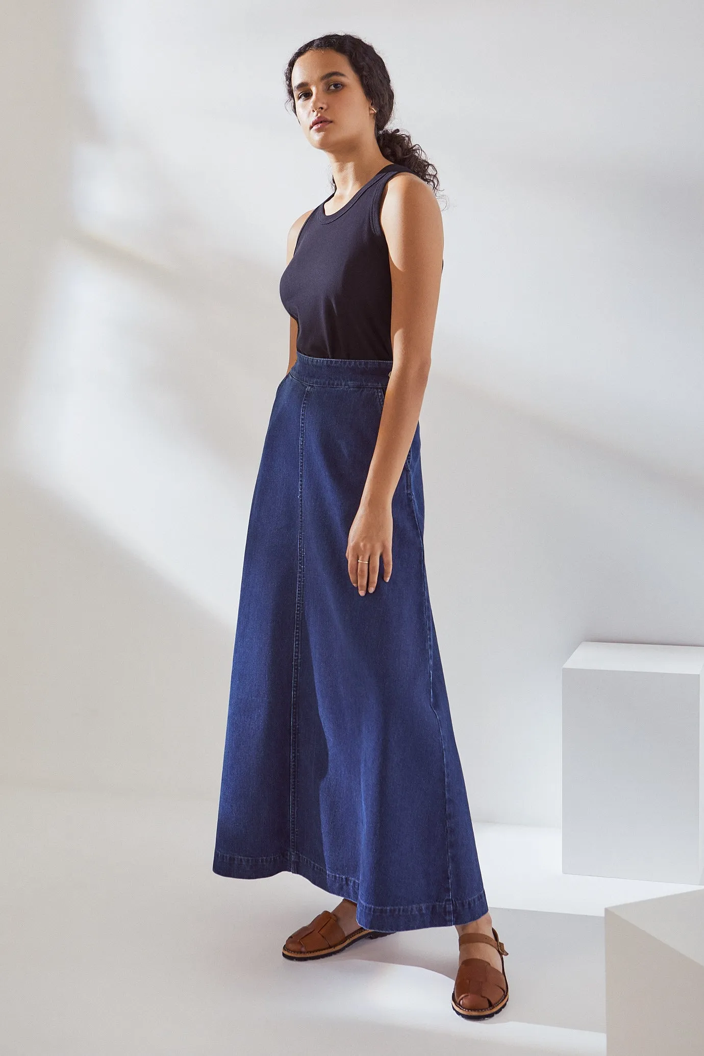 Kowtow Outline Skirt - Mid Blue Denim